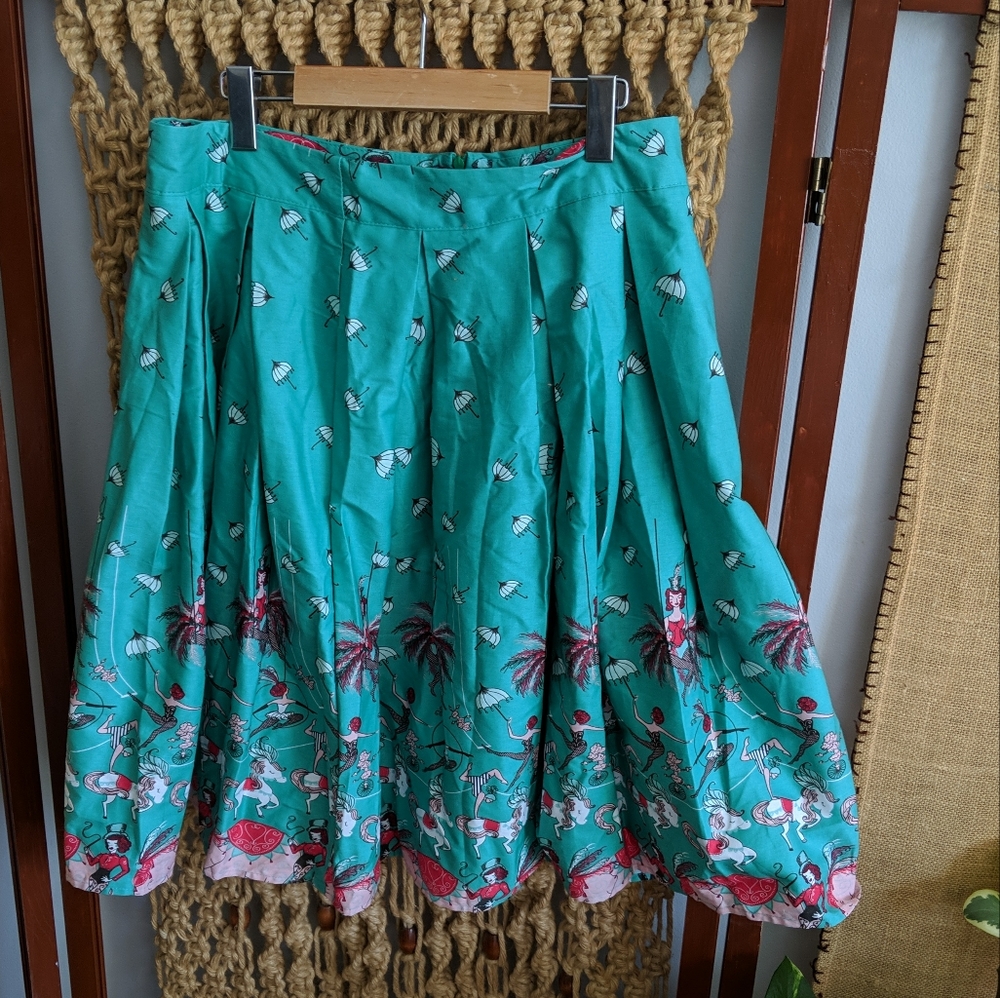 Retro Pinup Carnival Pastel Swing Skirt (L)